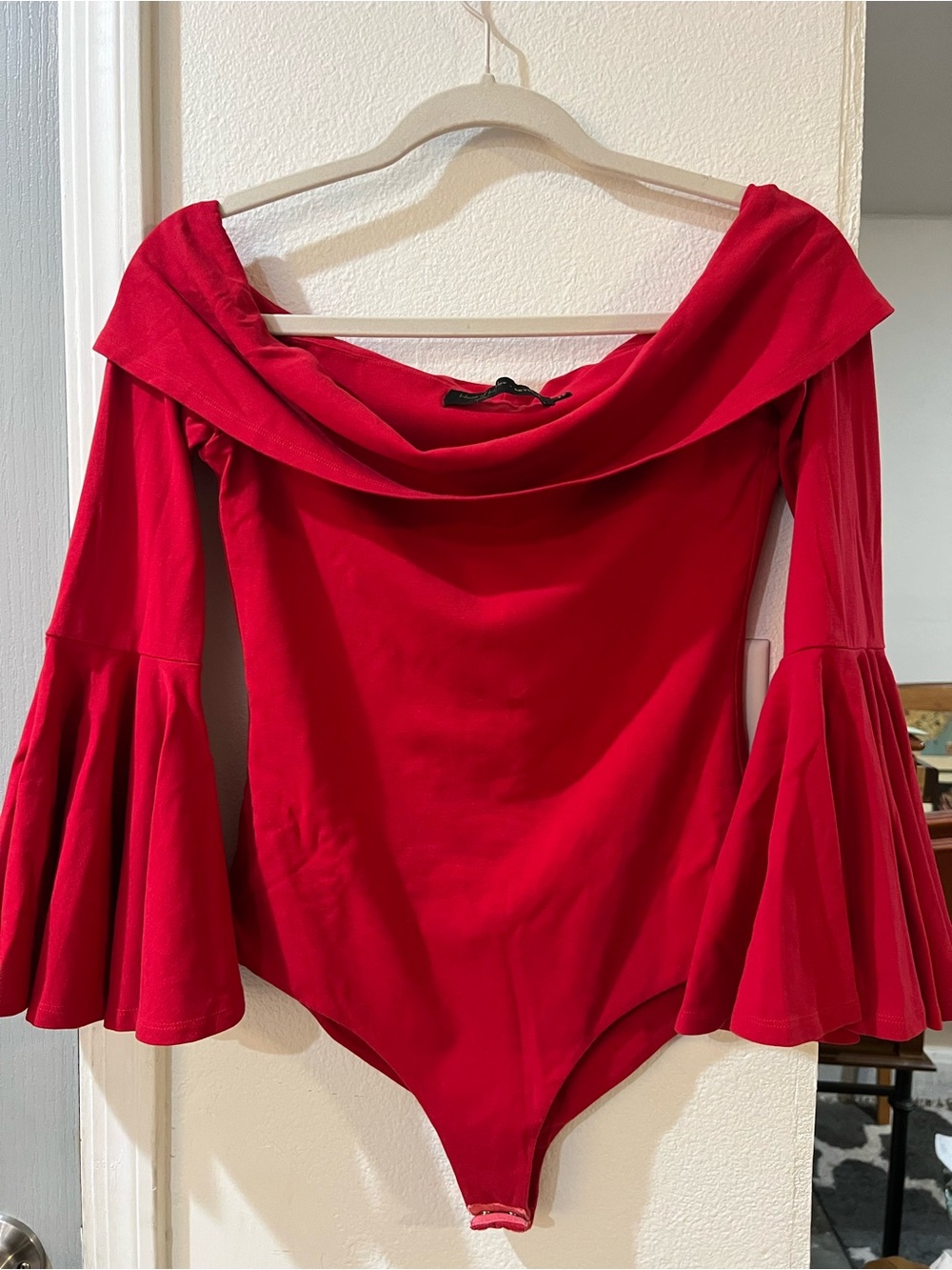 REVOLVE Red Off-Shoulder Bell Sleeve Bodysuit